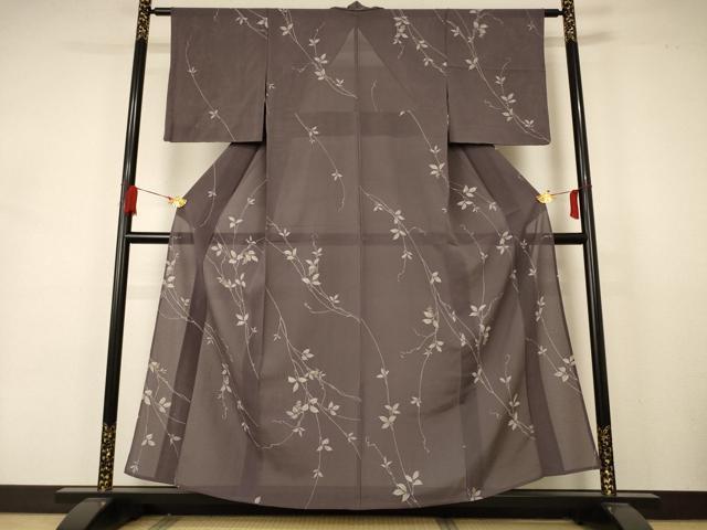 平和屋着物＊夏物 小紋 絽 枝葉文 正絹 逸品 AABA6610jd