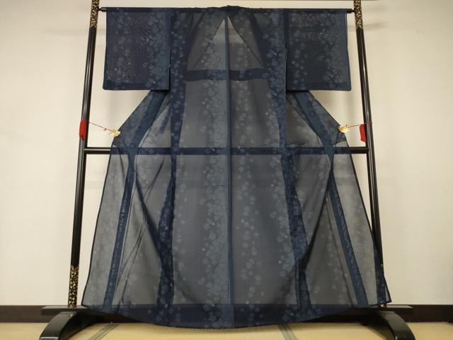 平和屋着物＊夏物 紗紬 幾何学文様 正絹 逸品 AABA6617jd