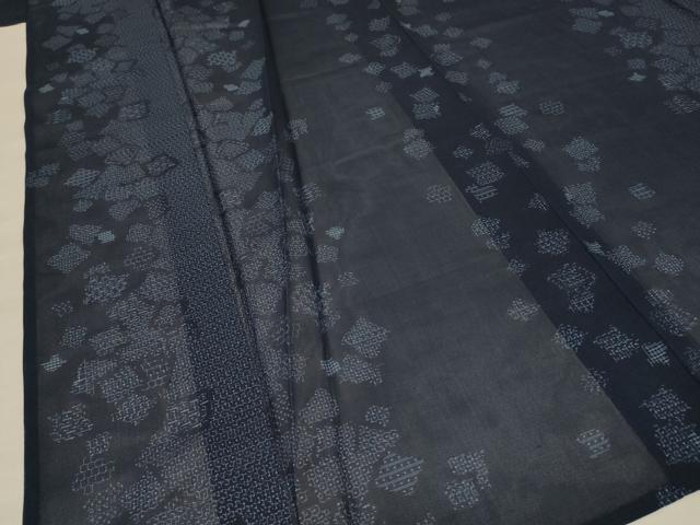 平和屋着物＊夏物 紗紬 幾何学文様 正絹 逸品 AABA6617jd