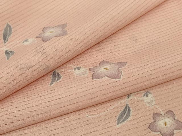 平和屋着物＊夏物　小紋　絽　草花文　洗える着物　AABA6622jd