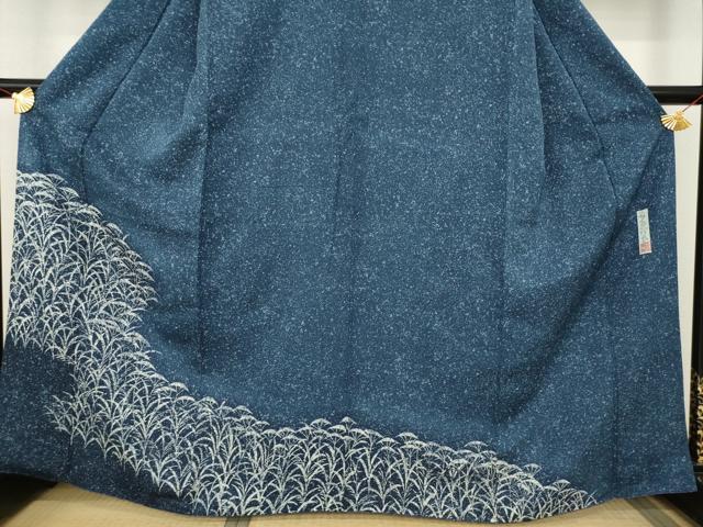 平和屋着物○藍染作家 喜多野良造 訪問着 葉尽くし ろうけつ染め 正絹 逸品