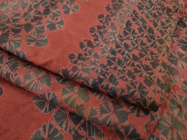 平和屋着物●上質な紬　絞り　鹿の子間道　やまと誂製　正絹　逸品　AABA6657ck