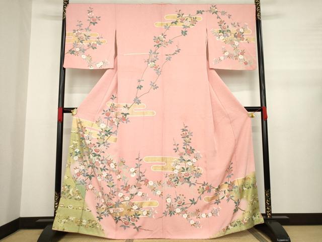 平和屋着物●訪問着　エ霞花文　橘　金彩　正絹　逸品　AABA6666ck