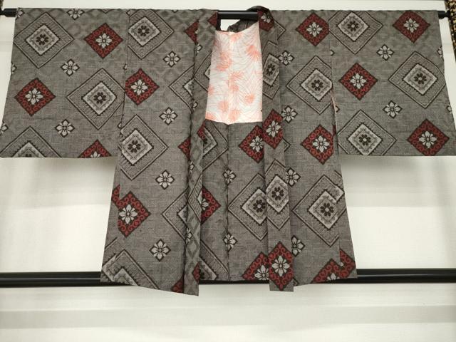 平和屋着物■本場染大島紬　龍郷絣　羽織　花菱文　正絹　逸品　AABA6680ck