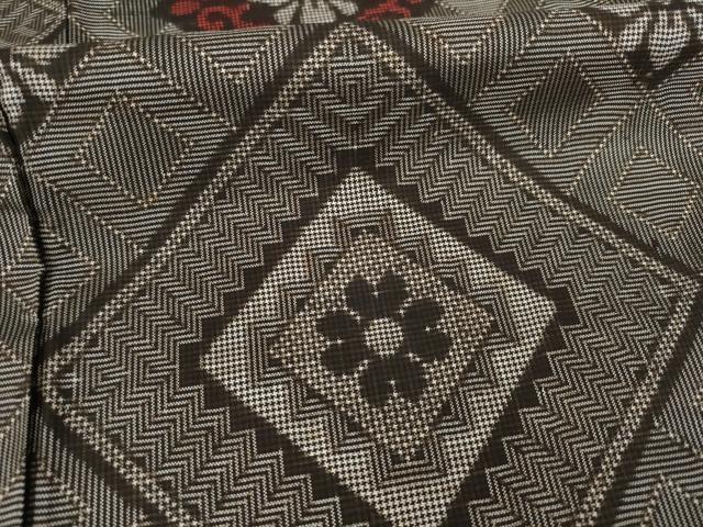 平和屋着物□本場染大島紬 龍郷絣 羽織 花菱文 正絹 逸品 AABA6680ck