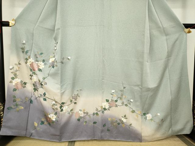 平和屋着物○訪問着 枝花文 暈し染め 金銀彩 正絹 逸品