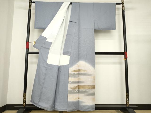 平和屋着物●訪問着　作家物　堀省平　遠山箔散らし文　暈し染め　金銀彩　正絹　逸品　AABA6698ck 平和屋着物○訪問着 作家物 堀省平 遠山箔散らし文 暈