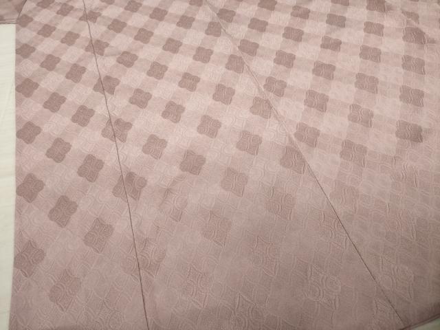 平和屋着物○上質な色無地 花つなぎ地紋 薄柿色 正絹 逸品 AABA6699ck