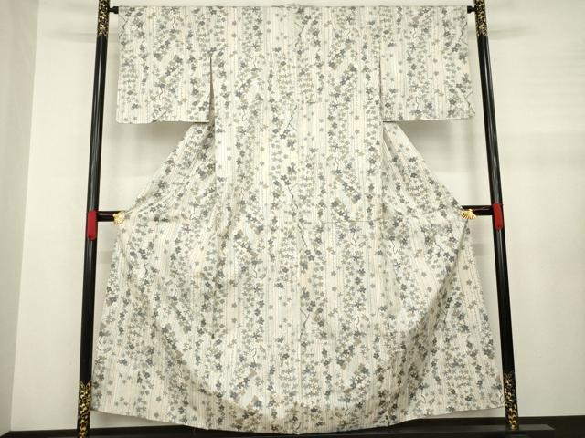 平和屋着物○本場大島紬 白大島 一元7マルキ 総絣 草花文 正絹