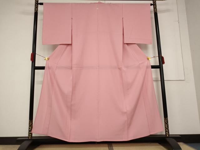 平和屋着物＊夏物　色無地　絽　紅梅色　正絹　逸品　AABA6819st