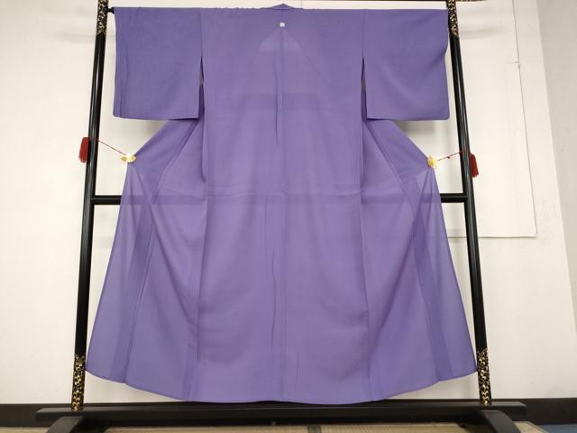 平和屋着物＊夏物　色無地　絽　竜胆色　正絹　逸品　AABA6820st