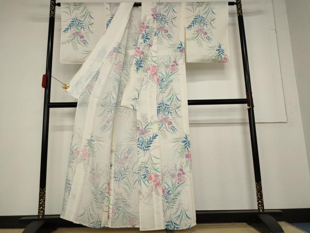 平和屋着物＊夏物　小紋　絽　草花文　正絹　逸品　AABA6837st 平和屋着物＊夏物 小紋 絽 草花文 正絹 逸品 AABA6837st 【公式通販】