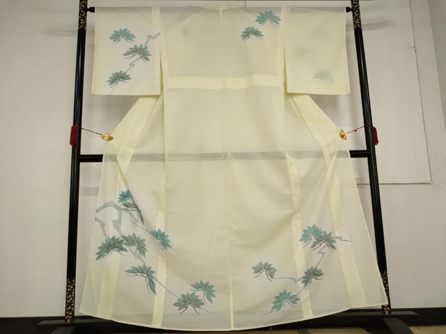 平和屋着物＊夏物　訪問着　絽　枝葉文　洗える着物　AABA6850st