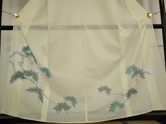 平和屋着物＊夏物　訪問着　絽　枝葉文　洗える着物　AABA6850st_2