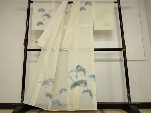 平和屋着物＊夏物　訪問着　絽　枝葉文　洗える着物　AABA6850st_1
