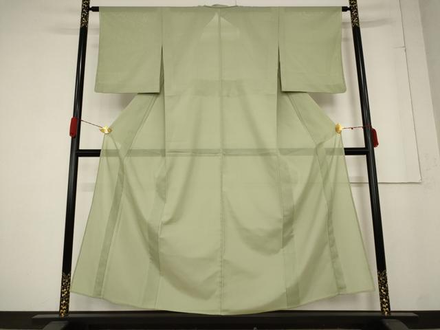 平和屋着物＊夏物　色無地　絽　柳色　洗える着物　AABA6874st