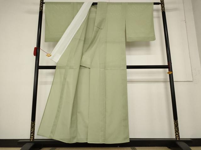 平和屋着物＊夏物　色無地　絽　柳色　洗える着物　AABA6874st_1