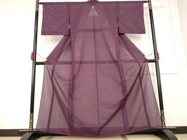 平和屋着物＊夏物　色無地　絽　暗紅色　洗える着物　AABA6875st