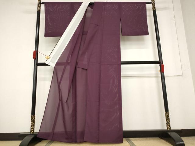 平和屋着物＊夏物 色無地 絽 暗紅色 洗える着物 AABA6875st 色無地