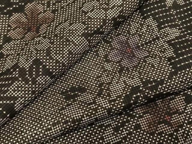 平和屋着物▽本場大島紬　単衣　7マルキ　草花文　正絹　逸品　未使用　AABA7417fy