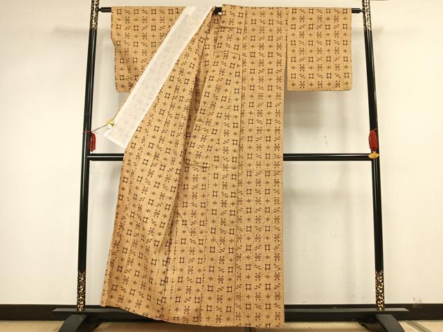 平和屋着物▽上質な紬 単衣 琉球絣 正絹 逸品 AABA7425fy