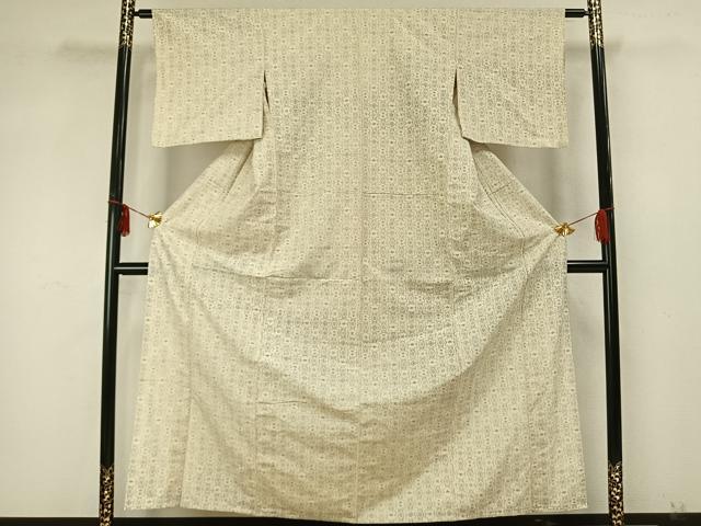 平和屋着物▽上質な紬 単衣 幾何学文様 正絹 逸品 AABA7447fy