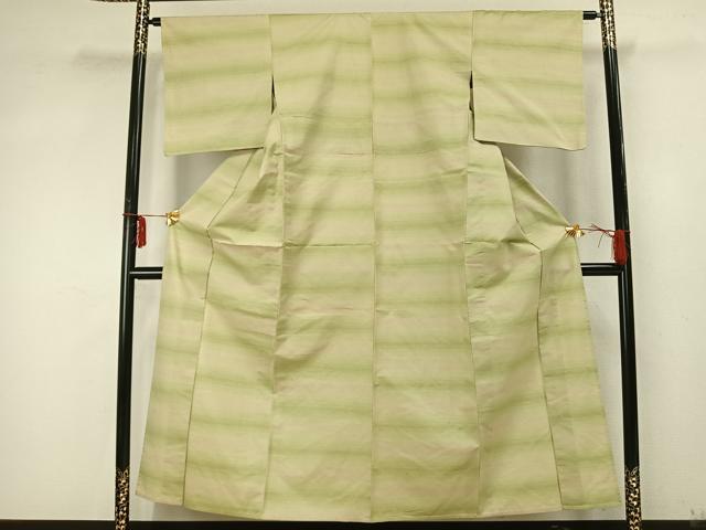 平和屋着物▽紅花紬　米沢　単衣　横段文　正絹　逸品　AABA7453fy 平和屋着物▽紅花紬 米沢 単衣 横段文 正絹 逸品 AABA7453fy