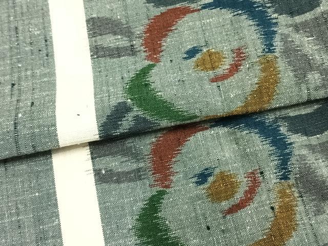 平和屋着物▽上質な紬　単衣　草花間道　ロング丈　正絹　逸品　AABA7456fy 平和屋着物▽上質な紬 単衣 草花間道 ロング丈 正絹 逸品 AABA7456fyの