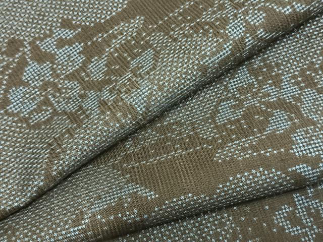 平和屋着物▽本場大島紬　単衣　7マルキ　雲取り草花文　正絹　逸品　AABA7458fy