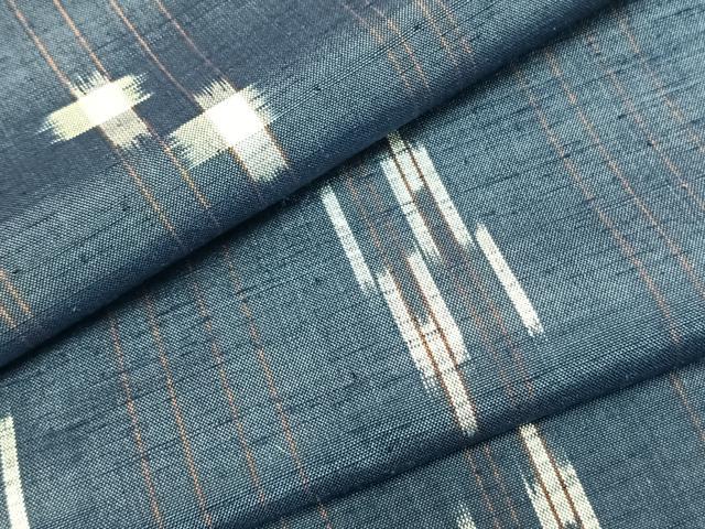 平和屋着物▽上質な紬　単衣　幾何学文様　正絹　逸品　AABA7460fy