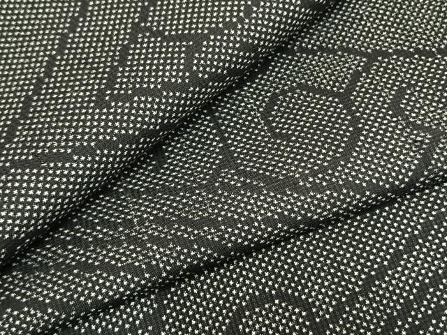 平和屋着物▽本場大島紬　単衣　7マルキ　唐草文　正絹　逸品　未使用　AABA7476fy