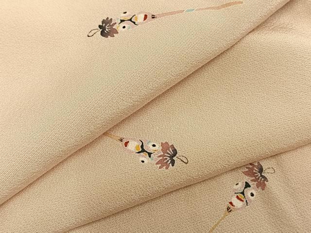 平和屋着物▽上質な小紋　単衣　抽象文様　正絹　逸品　AABA7507fy