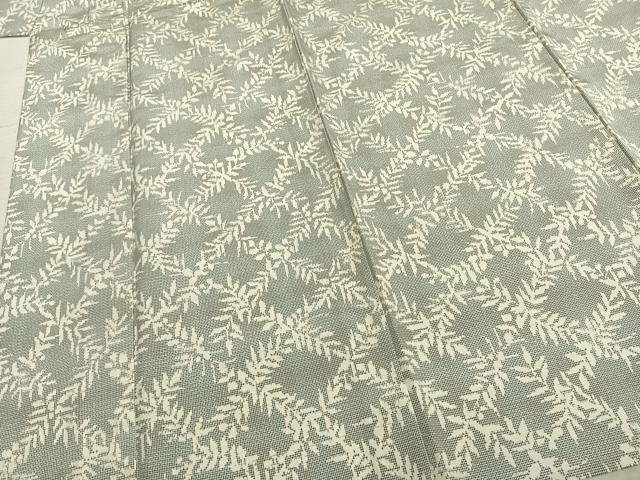 平和屋着物▽本場大島紬　単衣　白大島　舞葉文　正絹　逸品　AABA7516fy 平和屋着物▽本場大島紬 単衣 白大島 舞葉文 正絹 逸品 AABA7516fyの