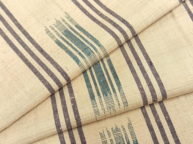 平和屋着物▽上質な紬　単衣　間道　正絹　逸品　AABA7517fy