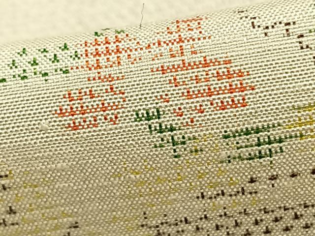 平和屋着物▽上質な紬 単衣 雲取り草花文 正絹 逸品 AABA7522fy