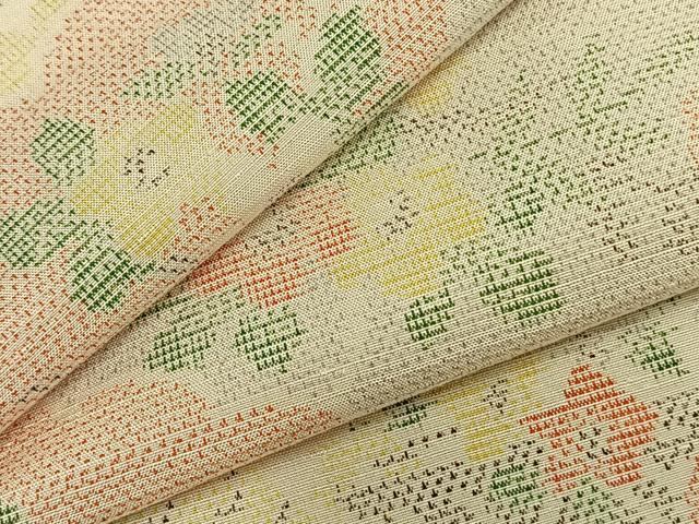 平和屋着物▽上質な紬　単衣　雲取り草花文　正絹　逸品　AABA7522fy