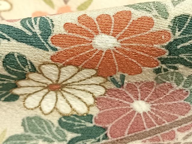 平和屋着物▽訪問着　単衣　風景草花文　暈し染め　金彩　正絹　逸品　AABA7529fy_5