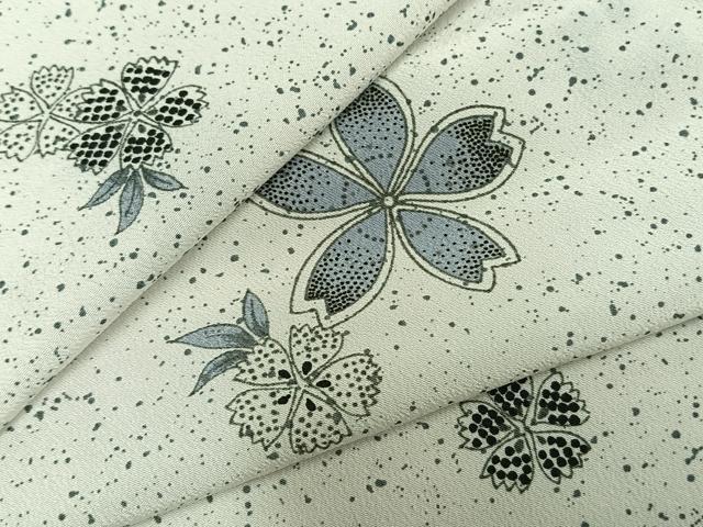 平和屋着物▽小紋　単衣　草花文　洗える着物　AABA7539fy