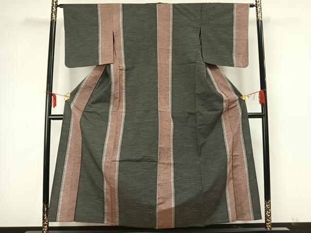 平和屋着物▽上質な紬　単衣　格子間道　正絹　逸品　AABA7541fy 平和屋着物▽上質な紬 単衣 格子間道 正絹 逸品 AABA7541fy