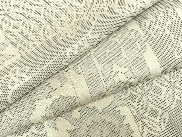 平和屋着物▽お召　単衣　色紙草花文　正絹　逸品　AABA7551fy