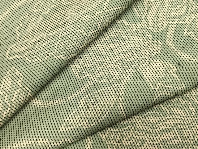 平和屋着物▽上質な小紋　単衣　刺し子　唐草花文　正絹　逸品　AABA7565fy