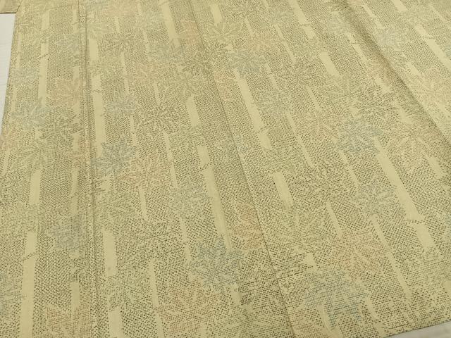 平和屋着物▽結城紬 単衣 80亀甲 舞葉間道 正絹 逸品 AABA7580fy