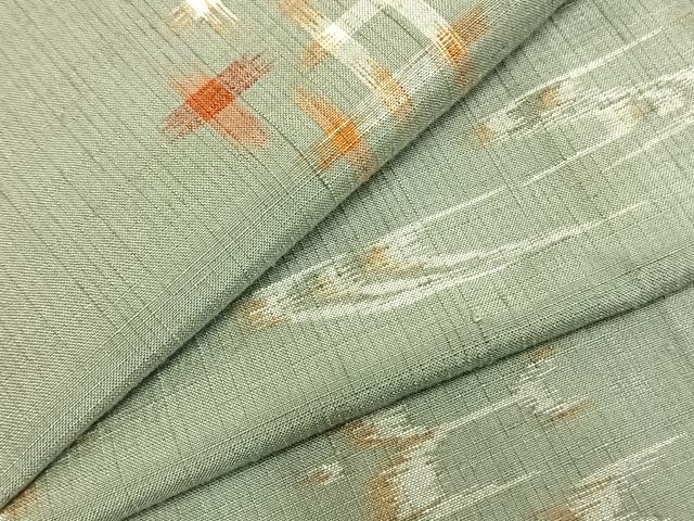 平和屋着物▽上質な紬　単衣　絣柄　正絹　逸品　AABA7597fy