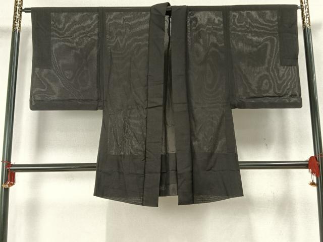 平和屋着物▽男性　長羽織　スリーシーズン　春夏秋　塵除け　黒地　正絹　逸品　AABA7603fy