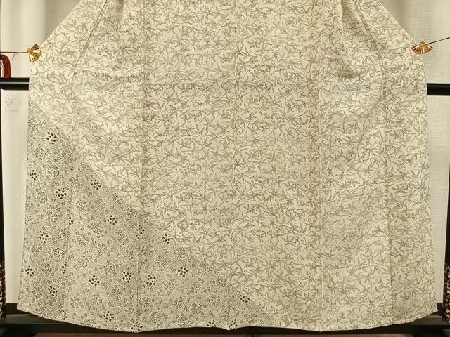 平和屋着物▽訪問着 単衣 草花文 正絹 逸品 AABA7613fy 付け下げ