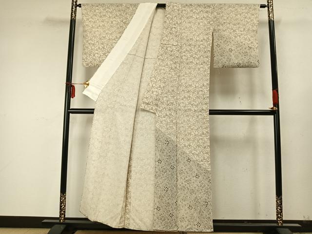 平和屋着物▽訪問着 単衣 草花文 正絹 逸品 AABA7613fy 付け下げ