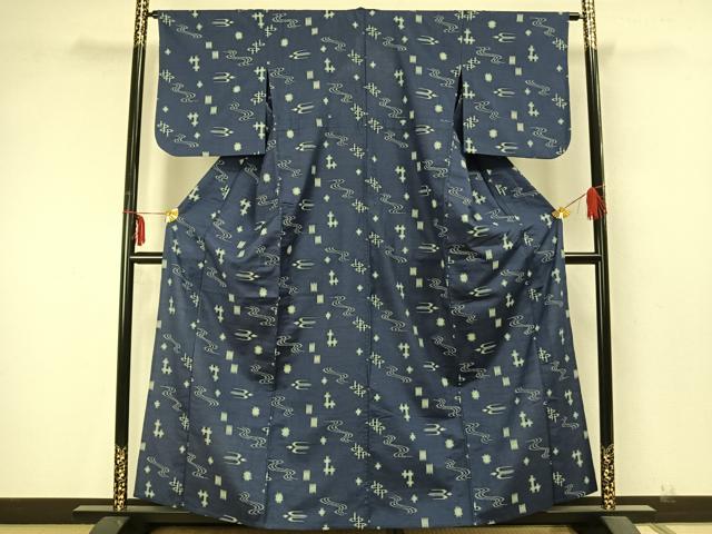 平和屋着物▽上質な紬 単衣 琉球絣 正絹 逸品 AABA7614fy