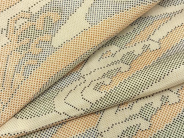 平和屋着物▽本場大島紬　単衣　立波文　正絹　逸品　AABA7622fy