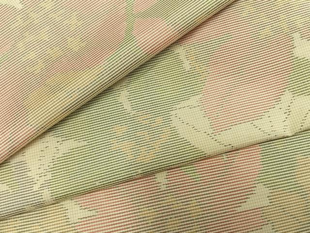 平和屋着物▽本場大島紬　単衣　草花文　正絹　逸品　AABA7634fy