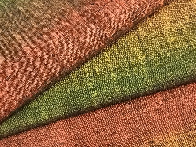 平和屋着物▽上質な紬　単衣　横段文　正絹　逸品　AABA7637fy